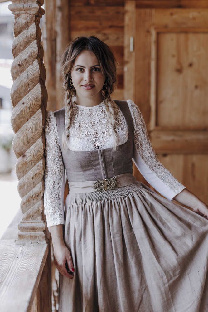 Dirndl Antonia in taupe/ rosé_02