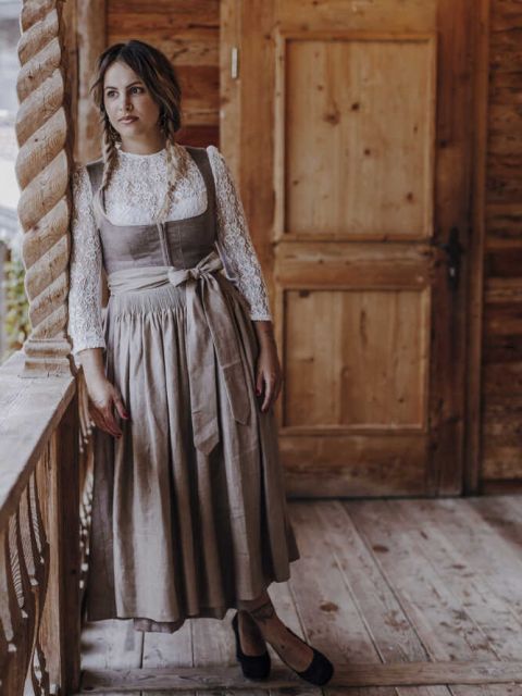 Dirndl Antonia in taupe/ rosé